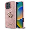 Custodia Guess Fixed Glitter 4G Metal Logo per iPhone 16 Pro Max - Rosa