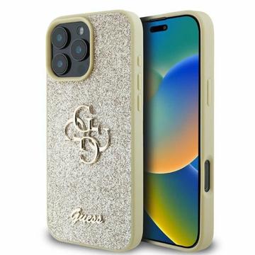 Custodia Guess Fixed Glitter 4G Metal Logo per iPhone 16 Pro Max - Color Oro