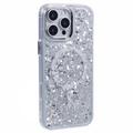 Custodia epossidica Glitter Sequin compatibile con MagSafe per iPhone 16 Pro Max - Bianca