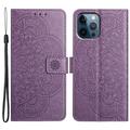 Custodia a portafoglio per iPhone 16 Pro Max serie Mandala - Viola