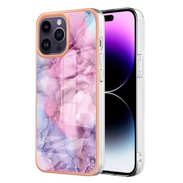 Custodia in TPU IMD Electroplated Marble Pattern per iPhone 16 Pro Max - Blu / Rosa