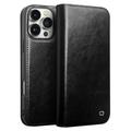 Custodia in pelle a portafoglio iPhone 16 Pro Max Qialino Classic - nera