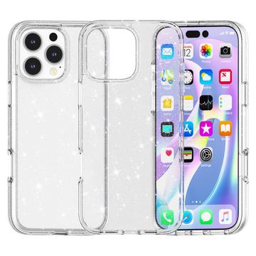 Custodia Ibrida Serie Stylish Glitter per iPhone 16 Pro Max - Valkoinen