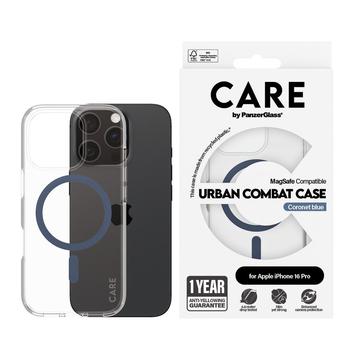 Custodia PanzerGlass Care Transparent Urban Combat per iPhone 16 Pro - Compatibile con MagSafe - Blu