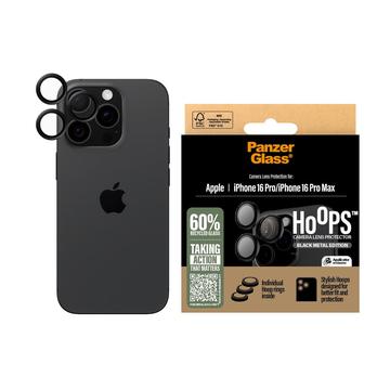 Protezione della lente della fotocamera PanzerGlass Hoops per iPhone 16 Pro/16 Pro Max - Nero