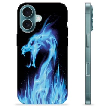 iPhone 16 Custodia TPU - Drago di Fuoco Blu