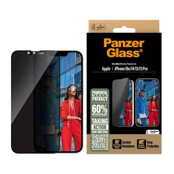 Proteggi Schermo PanzerGlass Ultra-Wide Fit Privacy EasyAligner per iPhone 16e/14/13/13 Pro - Bordo Nero