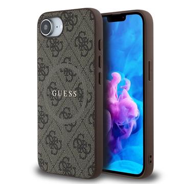 Custodia ad anello colorata per iPhone 16e Guess 4G - Compatibile con MagSafe - Marrone