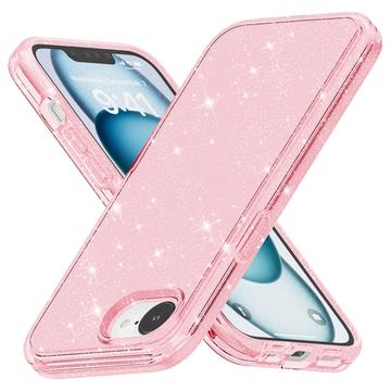 Custodia Ibrida Serie Stylish Glitter per iPhone 16e - Compatibile con MagSafe - Rosa