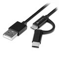 Cavo Fabric MicroUSB & Type-C 4smarts ComboCord - 1m - Nero