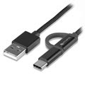 Cavo Fabric MicroUSB & Type-C 4smarts ComboCord - 1m - Nero