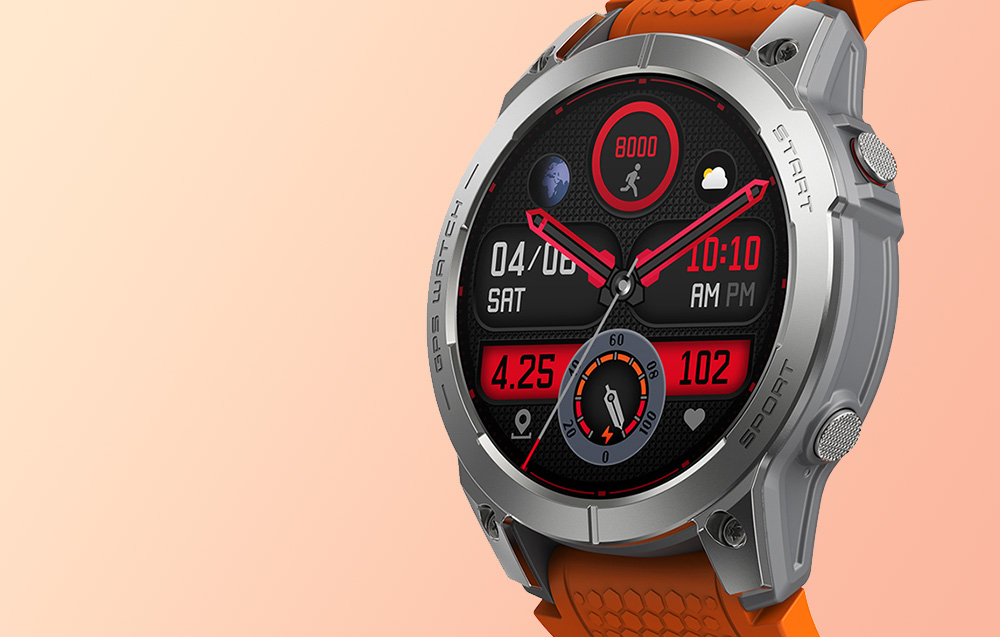 Zeblaze Stratos 3 Smartwatch con GPS, display AMOLED Ultra HD - Arancione